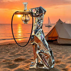 Luxury Silver Mirror Finish Dog Portable Shisha Set 100CM Resin Shisha <b>Hookah</b> Set Arabic <b>Hookah</b> Germany <b>Hookah</b> Pen In Stock - Product Image 2