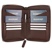 Porta Pasaportes con Bloqueo RFID para Viajes, en Oferta, de Piel Sintética con Cierre, para 6 Tarjetas
