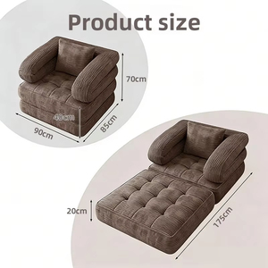 Canapé paresseux compressible, canapé-lit minimaliste moderne en tissu pliable pour petits espaces, double usage pour s'allonger et dormir - Product Image 3