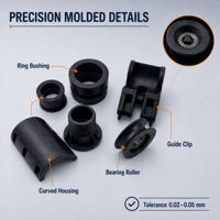 Composants de moulage par injection plastique personnalisés de nouvelle conception, ABS, PP, PC, POM, PA66, Nylon, pièces de moulage par injection plastique