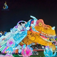 Lanterne de festival personnalisée en fer étanche avec LED, motif dinosaure mécanique Space Panda, pour parcs à thème