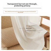 Cortina de Gasa Espejo 100% Poliéster, Aislamiento Térmico para Todas las Estaciones, Protección Solar, Ventana de Baía, Sala de Estar, Nuevo Diseño Moderno con Hojas Pequeñas
