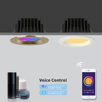 Fête intelligente RVB APP télécommande LED downlight maison dimmable cct intérieur encastré intelligent plafond lumières vers le bas