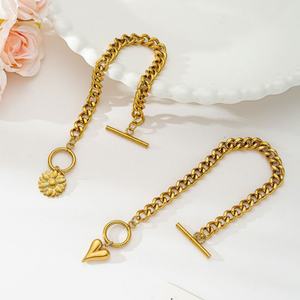 Custom Charm <b>Bracelet</b> Luxury Non Tarnish 14k 18k <b>Gold</b> Plated 316l Stainless Steel Flower Heart <b>Bracelet</b> for Women - Product Image 4