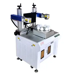 8 station fiber led bulb logo laser marking printing machine for led bulb logo with rotary