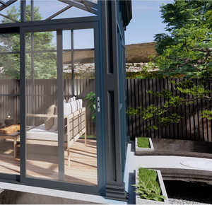 Salle <span class=keywords><strong>de</strong></span> soleil moderne sur pied Toit trempé Extérieur Aluminium Verre Solarium Véranda <span class=keywords><strong>de</strong></span> jardin Cour Fenêtres coulissantes - Product Image 4