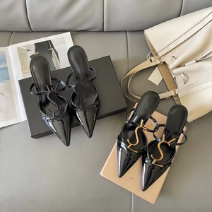 Pumps en cuir de luxe pour femmes, bout pointu, talons hauts, sandales d'été, chaussures de haute qualité - Product Image 1