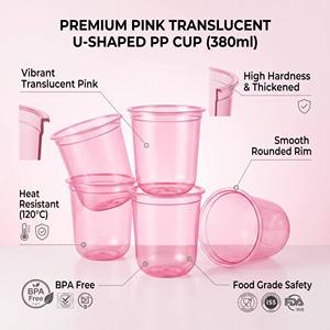 Gobelets jetables en plastique PP 360 ml, diamètre 90 mm, série professionnelle, pour jus et boissons froides, logo/design graphique personnalisable, impression numérique - Product Image 2