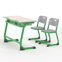 Ensemble de bureau et de chaises modernes en métal pour étudiants du secondaire pour la maison, le bureau ou l'université Mobilier de classe
