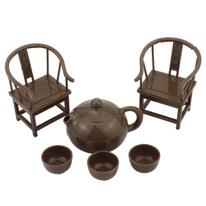 Chinese Retro Style Teapot And Cups Set For Cake Decoration Father's Day Gift Plastic Handmade Simple Design Round Shape - Product Image 4