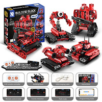 5 En 1 rojo DIY STEM APP RC Robot bloques juguete programación ciencia bloques de construcción educativos ladrillo para niños