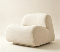Fauteuil de salon incurvé sans accoudoirs, chaise d'appoint rembourrée, canapé individuel moderne et courbé pour salon et coin détente