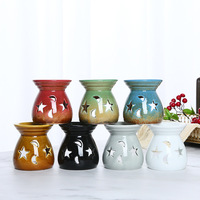 Brûleur à mazout en céramique Brûleurs d'arôme étoile lune Réchauffeur de cire assorti Porte-aromathérapie Réchauffeur de bougie Diffuseur parfumé