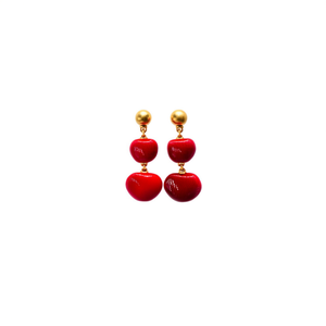 Fashion Dangle <b>Earrings</b> <b>Red</b> Beaded Gold Plated 316L Stainless Steel Sustainable Resistant - Product Image 2