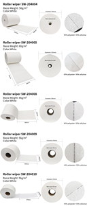 Rollo de Papel de Limpieza Industrial Blanco y Azul Desechable para Cuartos Limpios, Pulpa de Madera, Poliéster, Sin Pelusas, No Tejido, Spunlace - Product Image 2