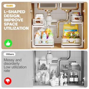 2-Pack dưới bồn rửa lưu trữ tổ chức với 2-Tier trượt ra ngăn kéo, tinh vi lưới kéo ra khỏi kệ cho nhà bếp và phòng tắm - Product Image 4