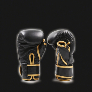 Gants de boxe en cuir noir à lacets, avec sangles de poignet réglables pour adultes, équipement d'entraînement - Product Image 3