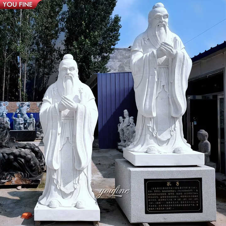 中国伝統文化の石製孔子像 - 天然大理石製、170cm 高さ、OEMサポート