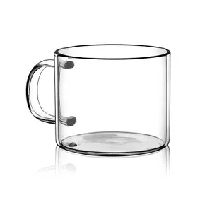 Прозрачная чашка из боросиликатного стекла, прозрачная кофейная чашка, кружка из питьевого стекла с ручкой