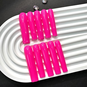 <span class=keywords><strong>Uñas</strong></span> Postizas Acrílicas <span class=keywords><strong>de</strong></span> 5cm, Estilo Ataúd, Color Neón, Hechas a Mano, Alta Calidad, Venta al Por Mayor - Product Image 2