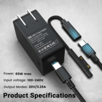 Vente flash - Adaptateur secteur pour ordinateur portable 65W, chargeur 20V 3.25A USB C vers Surface 2-en-1, chargeur PD, adaptateur secteur pour Microsoft Surface Pro