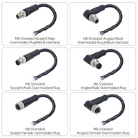 Connecteur de câble étanche M8 3 4 5 6 8 broches, moulé par injection, mâle/femelle, droit/angulaire, pour capteur, câble blindé PVC TPU 1M 3M
