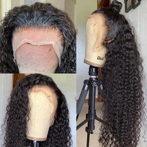 Peluca de cabello humano virgen para mujeres negras, pelo peruano con malla frontal, cutícula, barata