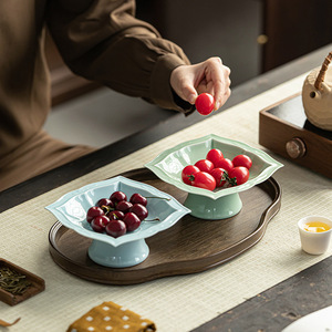 Plateau de drainage en céramique carré, design grain de lotus, empilable, en porcelaine, pour vaisselle et bols de cuisine - Product Image 2