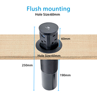 Enchufe de Mesa Inteligente para el Hogar, Material ABS, con Carga Rápida USB y Cargador Inalámbrico de 15W, Enchufe Emergente Neumático para Cocina