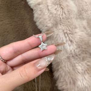 Ensemble collier et boucles d'oreilles en argent pur S925 avec pendentif étoile entièrement serti de diamants, chaîne de clavicule de luxe pour femmes avec bijoux fins étincelants - Product Image 4