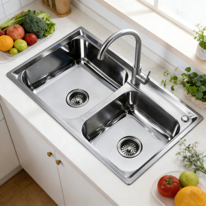 Évier de cuisine <span class=keywords><strong>double</strong></span> en acier inoxydable 800*430mm avec surface polie - Product Image 2