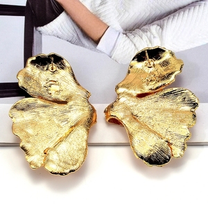 <span class=keywords><strong>Xina</strong></span>-pendientes de gota geométricos para mujer, diseño único, exagerados, Color dorado, hojas, Metal, accesorios - Product Image 2