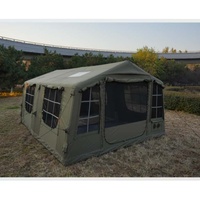 Tente gonflable automatique de luxe portable double couche en PVC et coton, résistante à l'eau et aux UV, pour 8 à 12 personnes