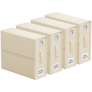 Lot de 4 boîtes de rangement en tissu personnalisées pour taies d'oreiller, organiseur de literie, organiseur pliable pour draps de lit et placards en lin - Product Image 1