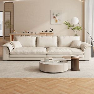 Italian Minimalist Tech Fabric <b>Sofa</b> Three Seater Light Luxury Modern Simple Straight Line Design <b>For</b> Small Apartments - Product Image 1