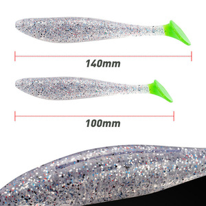 Señuelo de Pesca Suave TPE, 10 cm/5 Piezas, 14 cm/4 Piezas, Alta Elasticidad, Resistente a Mordeduras, Flotante, Cola en T, Cola de Paleta Grande - Product Image 3