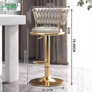 Silla de barra alta de Metal dorado de lujo nórdico taburete de cocina de cuero de terciopelo moderno muebles de plástico ajustables Mesa <span class=keywords><strong>Bar</strong></span> en casa - Product Image 5