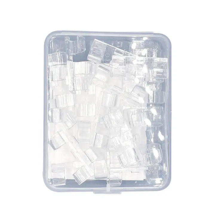 Organizador de clips de cable autoadhesivo, abrazadera de alambre transparente en caja, 20 Uds.