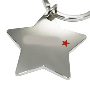 Portachiavi in metallo con logo personalizzato a forma di stella con logo in bianco con stampa pentagramma portachiavi per souvenir di promozione