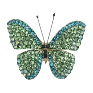 Factory Price Clothing Accessories Emerald Green Butterfly Broches Pins Brooches for Women