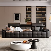 Herstellergroßhandel Italienisches Modernes Minimalistisches Wohnzimmer Echtleder Elektrisches Sofa Multifunktionales Rindsleder-Wandsofa-Set