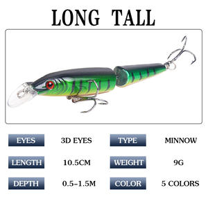 Señuelo de pesca AliExpress Joint Bait Lure 9g 10.5cm Swinging Minnow, señuelo duro para pesca de lubina, señuelos de agua media, juego de señuelos artificiales. - Product Image 5