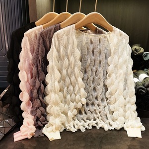 Light As a Feather~ Niche Design <strong>Bubble</strong> Style <strong>Top</strong>, New Summer Loose Sweet Solid Color Long-sleeved Jacket - Product Image 2