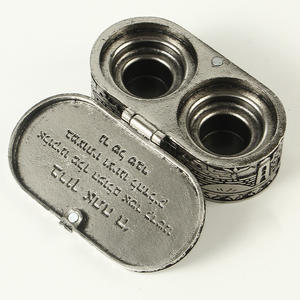 Candelabros Redondos Judíos de Jerusalén, Portavelas Metálicos de Viaje para Shabat, Menorah - Product Image 1