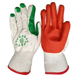 Gants de sécurité Little Helper, en gaze blanche, avec revêtement antidérapant en caoutchouc rouge et vert, pour travaux de construction - Product Image 1