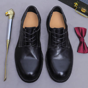 Zapatos Oxford de Cuero con Cordones para Hombre, Estilo Británico, Grabados, Cómodos, Casuales de Negocios, Formales - Product Image 1