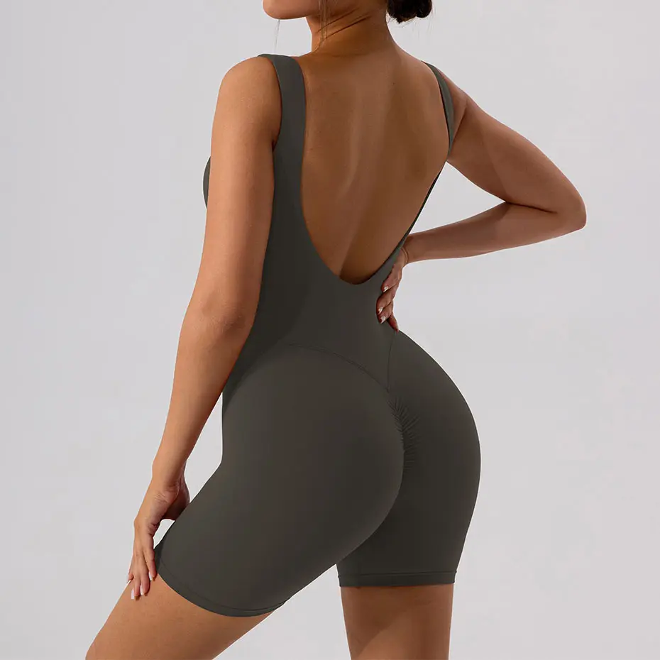 נשים עירום תחושה ללא גב סקסית דחיסה יוגה חליפות משחק לנשימה הרמת ישבן סקאנץ' בגד גוף סקיני דאנס 2024