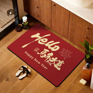 Paillasson de porte Happy Year Of The Horse 2026, rectangulaire rouge, antidérapant, style traditionnel, paillasson d'entrée pour la maison - Product Image 5