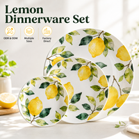 Service de vaisselle en céramique motif citron, assiettes en porcelaine, OEM ODM, vente en gros de vaisselle pour restaurants, hôtels, vente au détail, approvisionnement en vrac direct usine