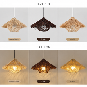Lampada a Sospensione in Ferro e Rattan Stile Giapponese, Altezza Regolabile, LED Luce Calda, <span class=keywords><strong>Paralume</strong></span> Medio per Matrimoni, Casa, Ufficio, Camera da Letto - Product Image 5